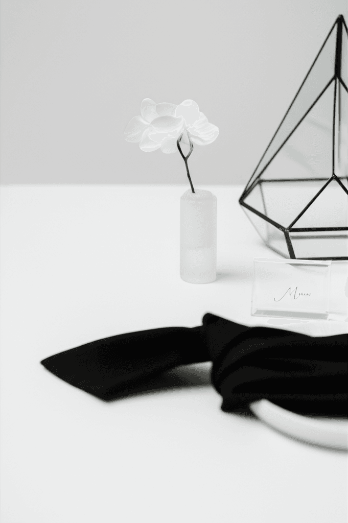 Modern minimalist wedding with clean lines and geometric accents