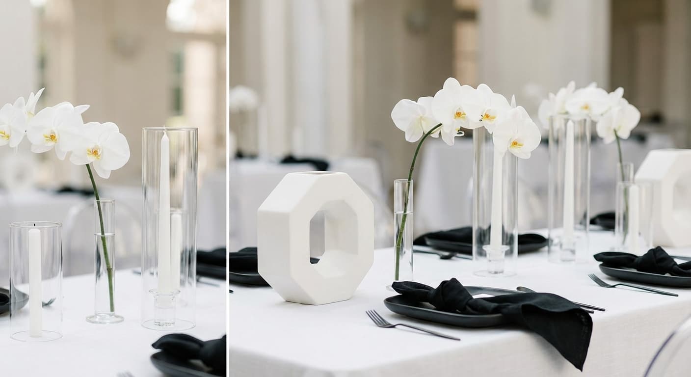 Modern minimalist table with geometric centerpiece